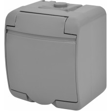 Розетка 1-на з з/к Schuko RHE-1s-SR (сіра/сіра кришка, IP54)