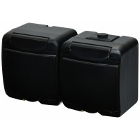 Розетка 2-на з з/к Schuko RHE-2s-BL (чорн./чорна кришка, IP54)