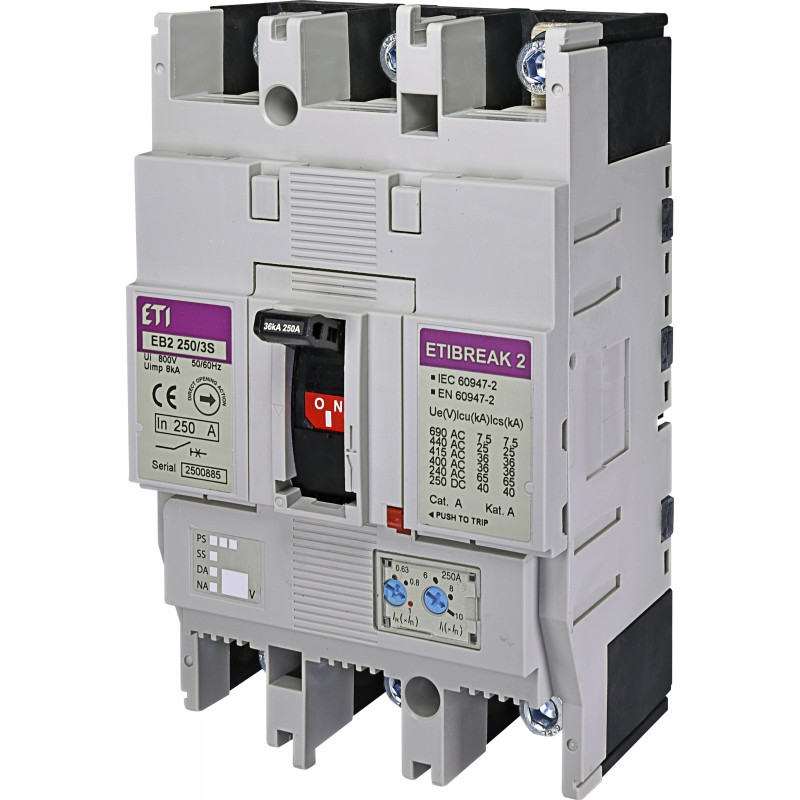 Авт. вимикач EB2 250/3S 250A (36kA, (0.63-1)In/(6-10)In) 3P