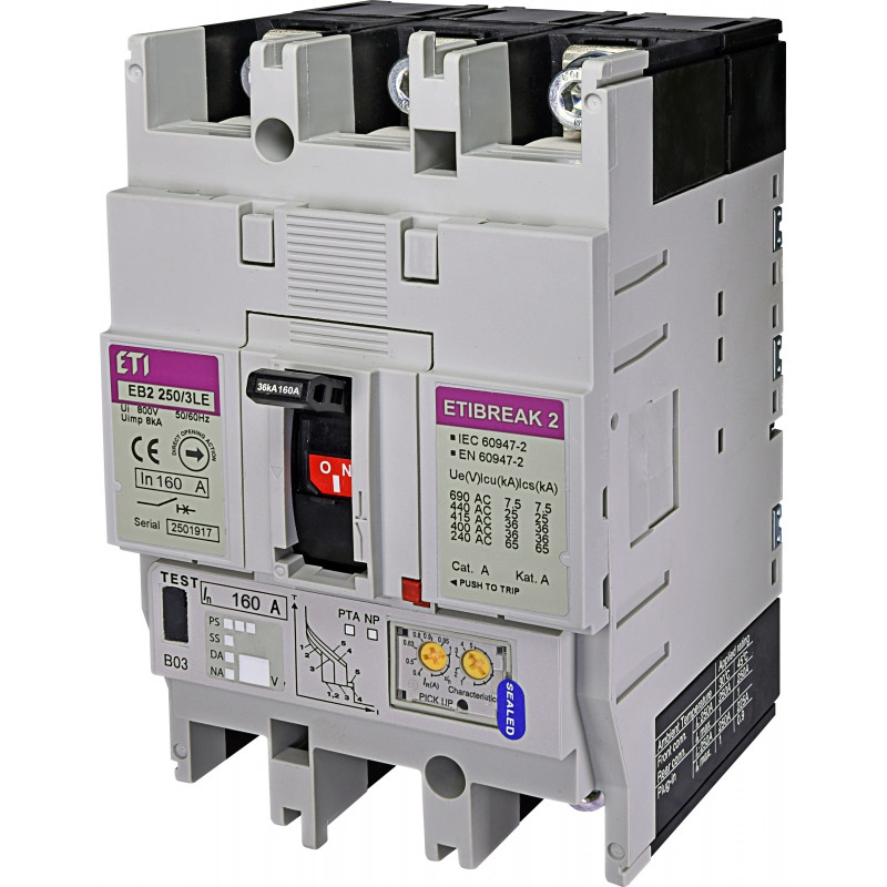 Авт. вимикач EB2 250/3LE 160A (36kA, (0.4-1)In/обираєма) 3P