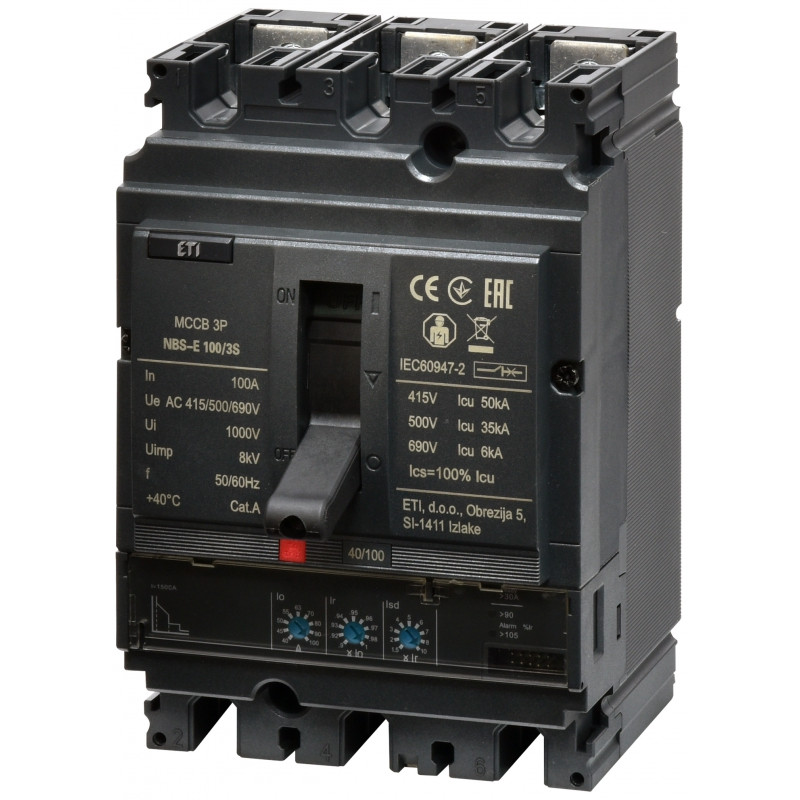 Авт. вимикач NBS-E 100/3S 100A (50kA, (0.4-1)In/(1.5-10)Ir) 3P