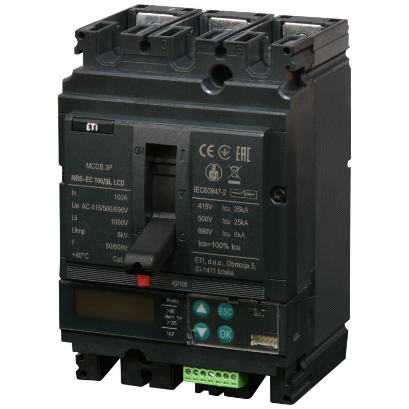 Авт. вимикач NBS-EC 100/3L LCD 100A (36kA, (0.4-1)In/(1.5-12)In) 3P
