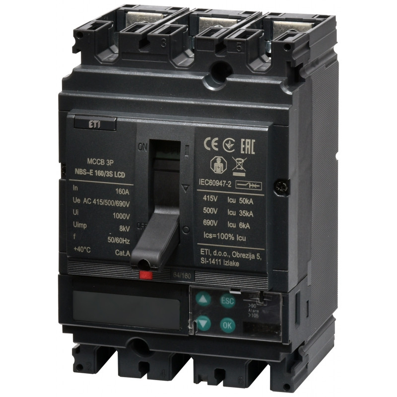 Авт. вимикач NBS-E 160/3S LCD 160A (50kA, (0.4-1)In/(1.5-12)In) 3P