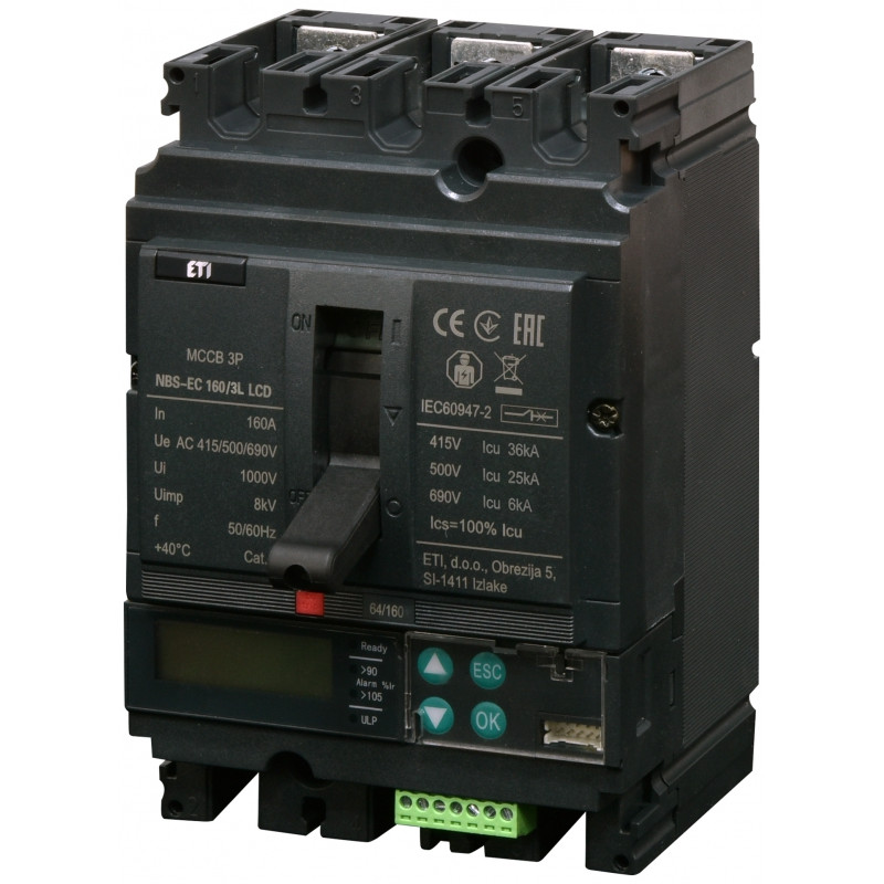 Авт. вимикач NBS-EC 160/3L LCD 160A (36kA, (0.4-1)In/(1.5-12)In) 3P