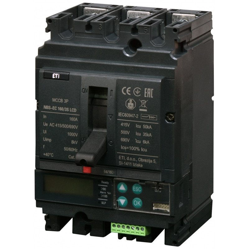Авт. вимикач NBS-EC 160/3S LCD 160A (50kA, (0.4-1)In/(1.5-12)In) 3P