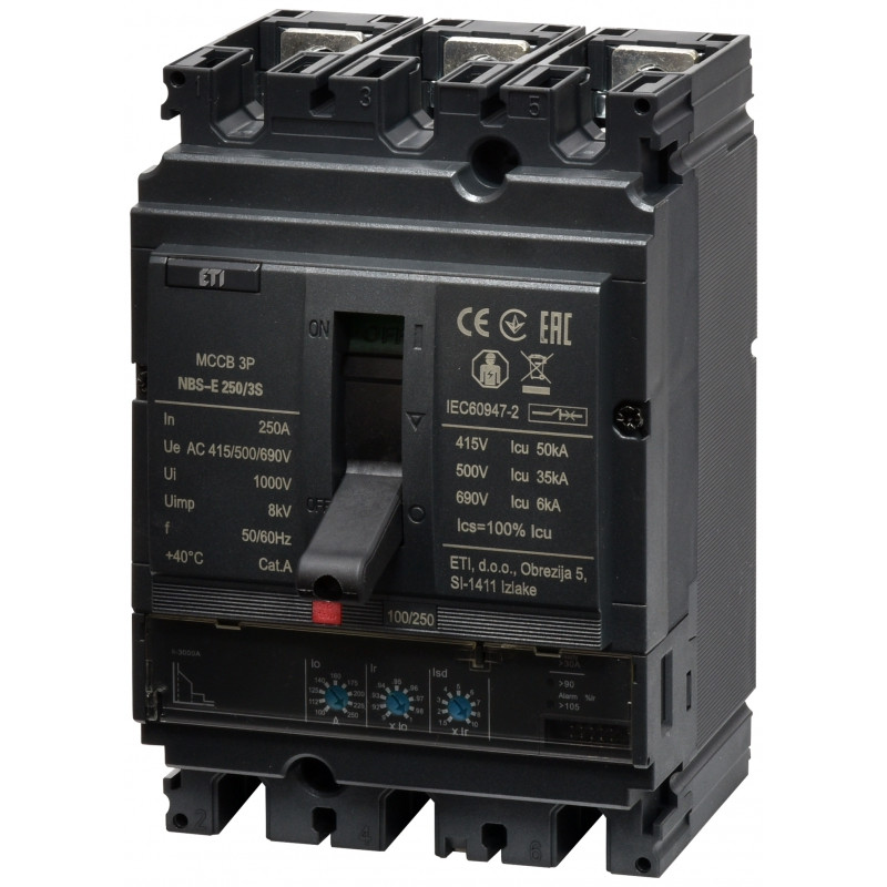 Авт. вимикач NBS-E 250/3S 250A (50kA, (0.4-1)In/(1.5-10)Ir) 3P