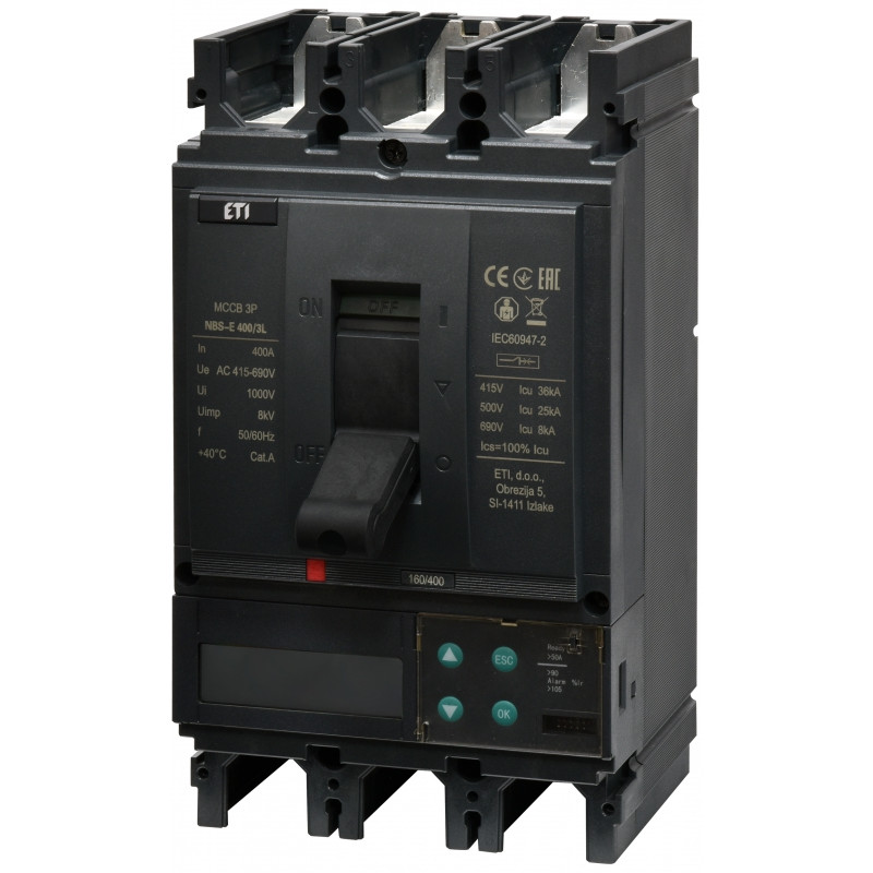 Авт. вимикач NBS-E 400/3L LCD 400A (36kA, (0.4-1)In/(1.5-12)In) 3P