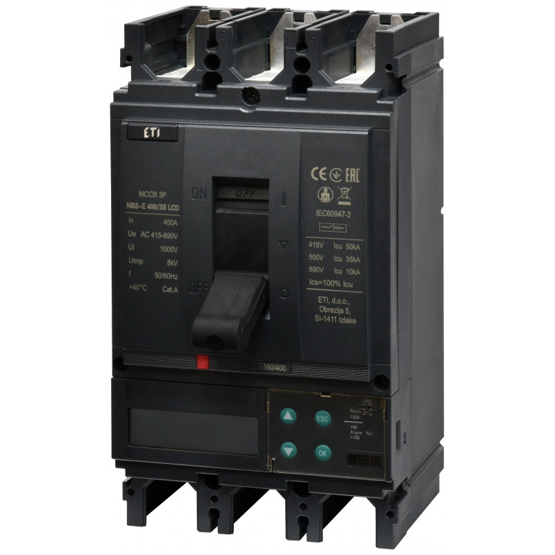Авт. вимикач NBS-E 400/3S LCD 400A (50kA, (0.4-1)In/(1.5-12)In) 3P