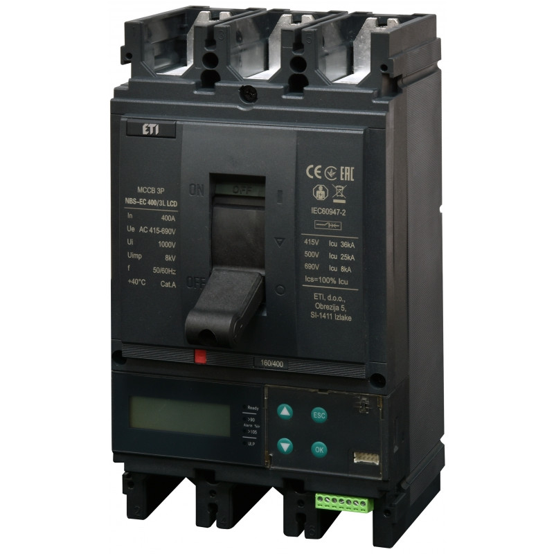 Авт. вимикач NBS-EC 400/3L LCD 400A (36kA, (0.4-1)In/(1.5-12)In) 3P