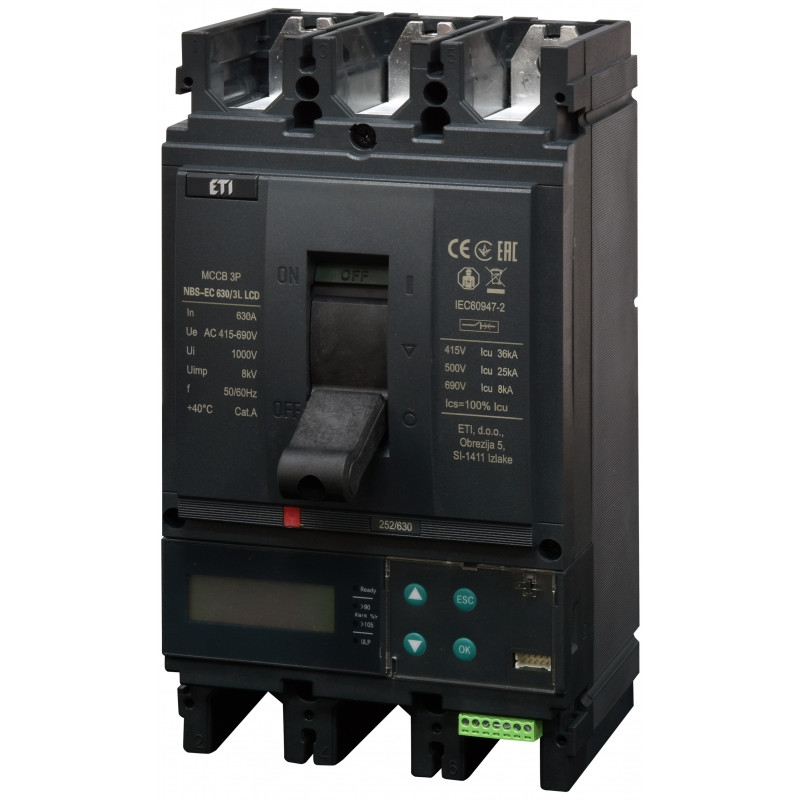 Авт. вимикач NBS-EC 630/3L LCD 630A (36kA, (0.4-1)In/(1.5-12)In) 3P