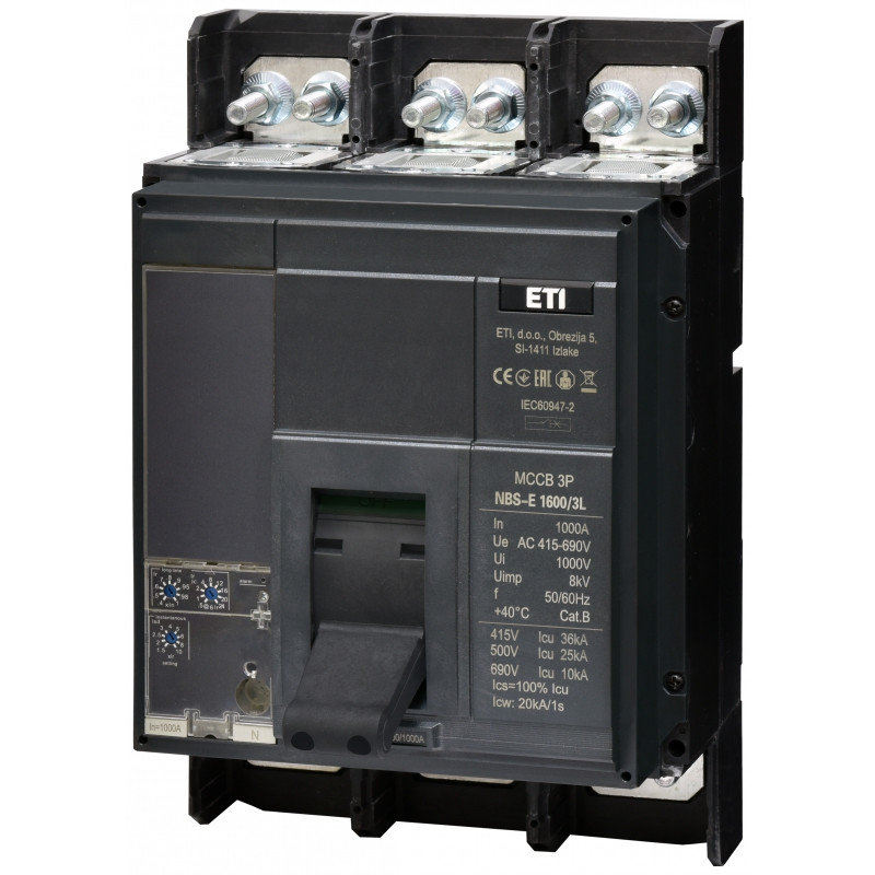 Авт. вимикач NBS-E 1600/3L 1000A (36kA, (0.4-1)In/(1.5-10)Ir) 3P
