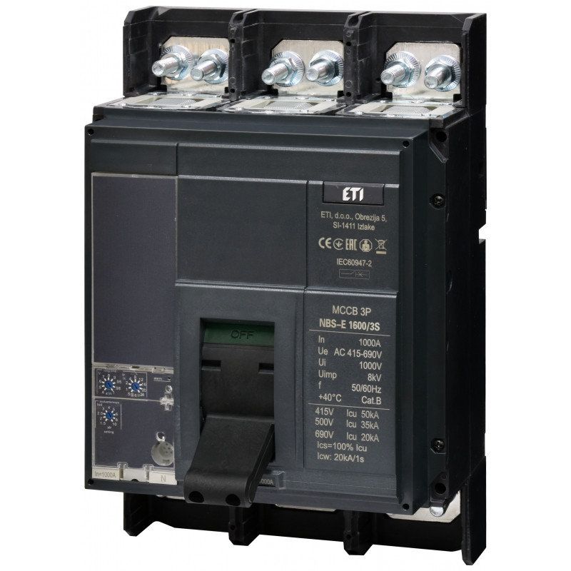 Авт. вимикач NBS-E 1600/3S 1000A (50kA, (0.4-1)In/(1.5-10)Ir) 3P