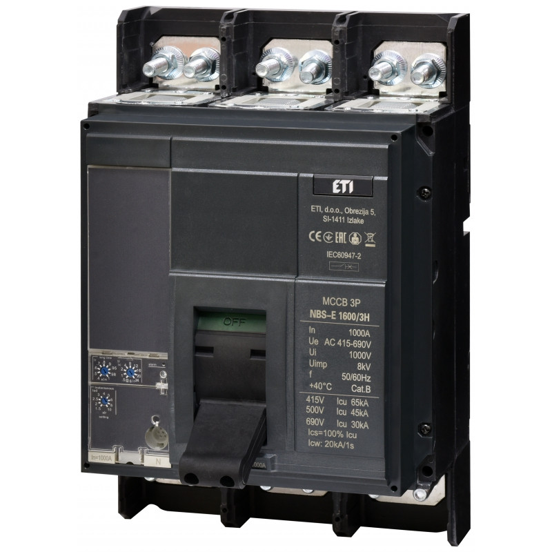 Авт. вимикач NBS-E 1600/3H 1000A (65kA, (0.4-1)In/(1.5-10)Ir) 3P