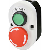 Кнопковий пост 2-модул. ESE2-V5 (Compact, "START/STOP" гриб.типа, відкл. поворотом, зелен./червон., корп. сіро-чорн.)