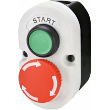 Кнопковий пост 2-модул. ESE2-V5 (Compact, "START/STOP" гриб.типа, відкл. поворотом, зелен./червон., корп. сіро-чорн.)