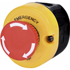 Кнопковий пост 1-модул. ESE1Y-V1 (Compact, "STOP" гриб.типу, відкл. поворотом, червон., корп. жовто-чорн.)