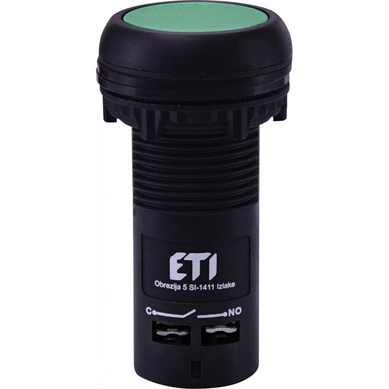Кнопка моноблочна заглиблена ECF-10-G (1NO, зелена)