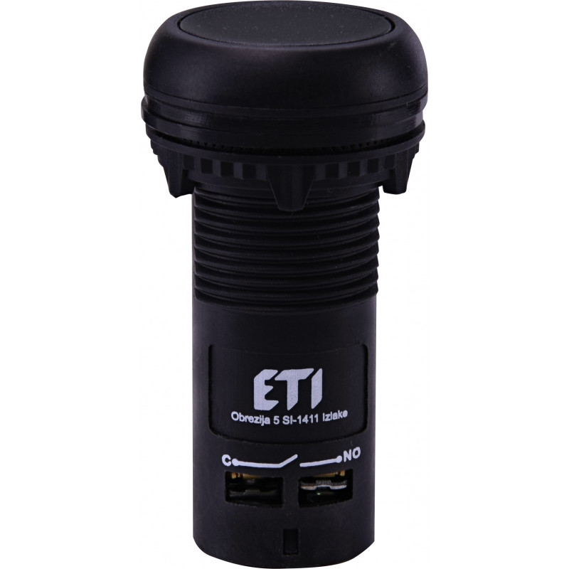 Кнопка моноблочна заглиблена ECF-11-C (1NO+1NC, чорна)