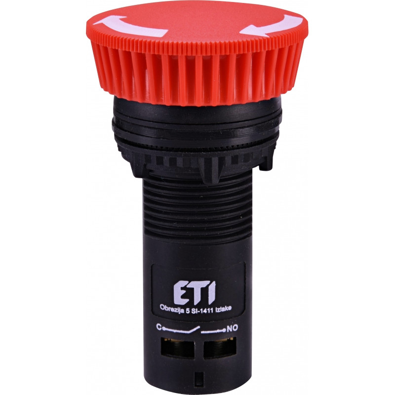 Кнопка моноблочна грибок ECM-T10-R (відключення поворотом, 1NO, червона)