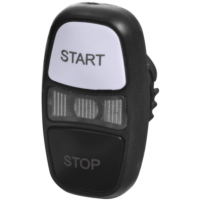 Кнопка-модуль здвоєна з підсв. NSE-PB2I/WC-STSP ("START/STOP", чорна/біла)