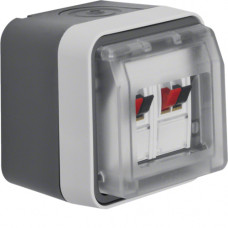 Розетка для гучномовця подвійна, IP55, сіра, W.1