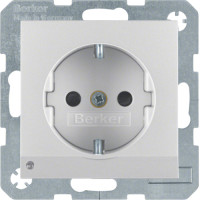Розетка з з/к з зах.контактів з LED-підсвіткою, алюміній, 16А/250В S.1