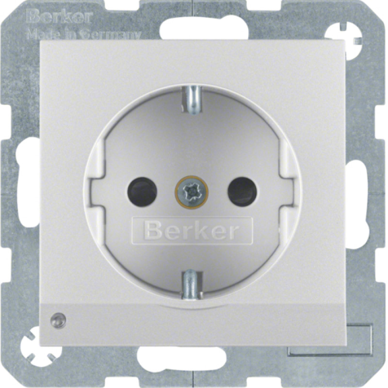 Розетка з з/к з зах.контактів з LED-підсвіткою, алюміній, 16А/250В S.1
