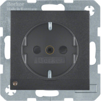 Розетка з з/к з зах.контактів з LED-підсвіткою, антрацит, 16А/250В S.1