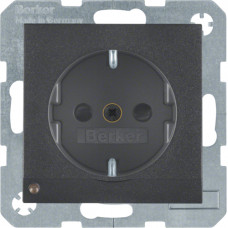 Розетка з з/к з зах.контактів з LED-підсвіткою, антрацит, 16А/250В S.1