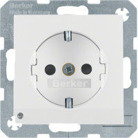 Розетка з з/к з зах.контактів, LED-підсв., п.білизна-matt, 16А/250В S.1