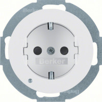 Розетка з з/к з зах.контактів з LED-підсвіткою, 16А/250В, пол.білизна, R.х