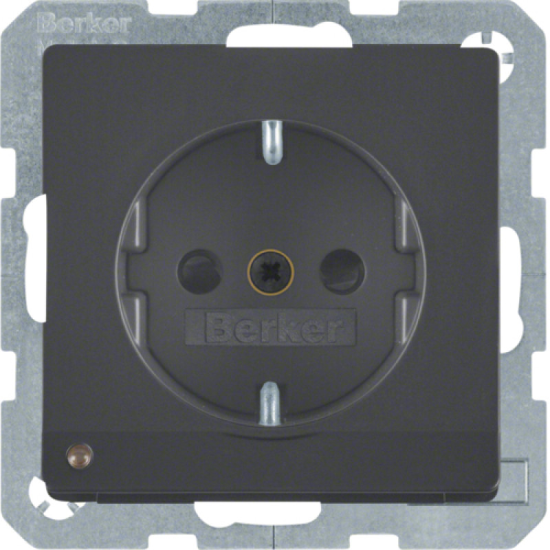 Розетка з з/к з зах.контактів з LED-підсвіткою, 16А/250В, антрацит, Q.x