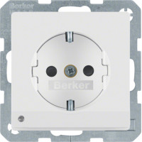 Розетка з з/к з зах.контактів з LED-підсвіткою, 16А/250В, пол.білизна, Q.x