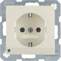 Розетка з з/к з зах.контактів з LED-підсвіткою, біла, 16А/250В S.1