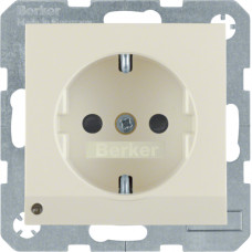 Розетка з з/к з зах.контактів з LED-підсвіткою, біла, 16А/250В S.1