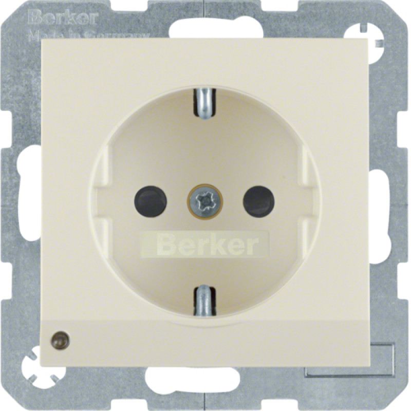 Розетка з з/к з зах.контактів з LED-підсвіткою, біла, 16А/250В S.1