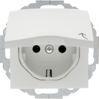 Розетка з з/к, кришка, зах.контактів, пол.білизна, 16А/250В S.1