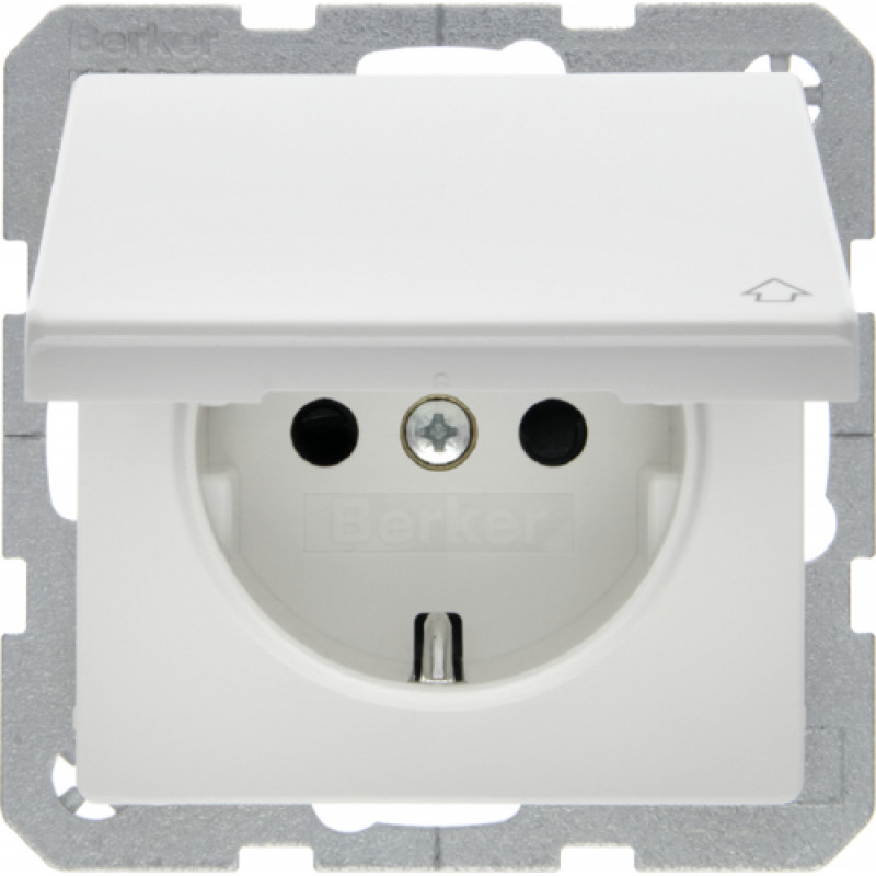 Розетка з з/к з кришкою, 16А/250В, пол.білизна, Q.x