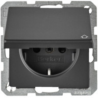Розетка з з/к, кришка, зах.контактів, 16А/250В, антрацит, Q.x