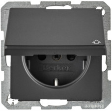 Розетка з з/к, кришка, зах.контактів, 16А/250В, антрацит, Q.x