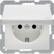 Розетка з з/к, кришка, зах.контактів, 16А/250В, пол.білизна, Q.x