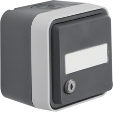 Розетка з з/к, поле д/надпису, замок, IP55, сіра, 16А/250В W.1