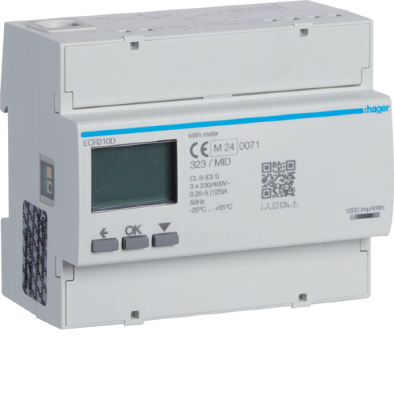 Лічильник 3-фазний прямого підключення 125А, 6М, MODBUS MID