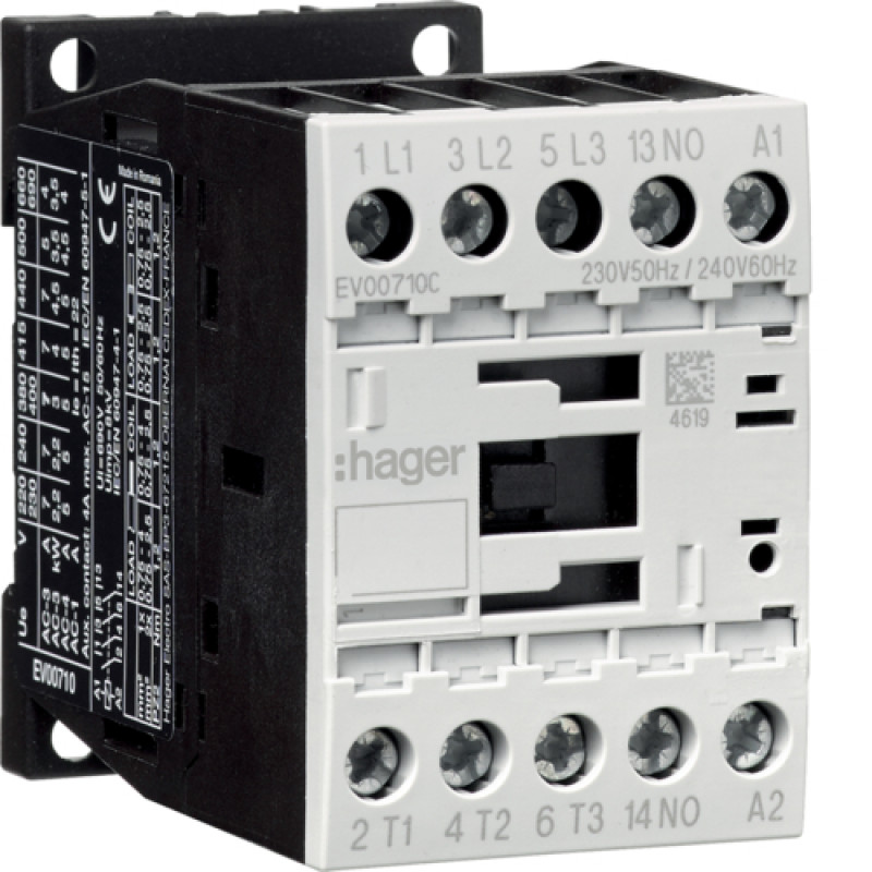 Контактор корпусний 3P + 1НВ, 230В-АС, 7А AC-3