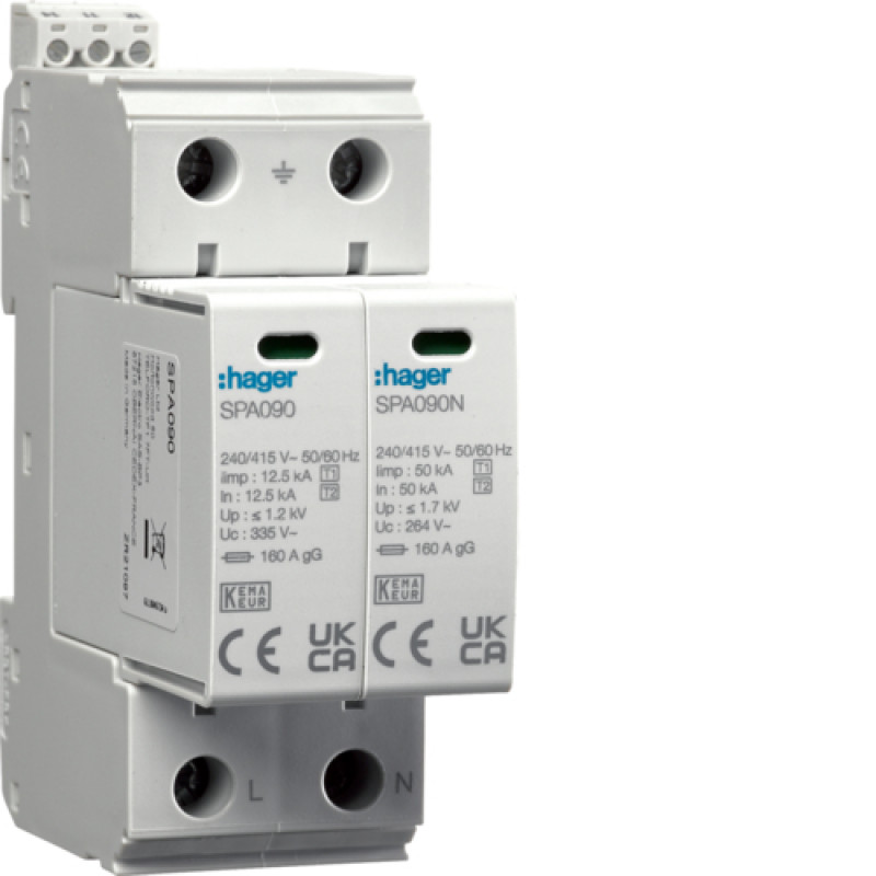 Розрядник (ПЗІП) T1+T2 2P 25kA 1,2kV TN-S TT +дод.контакт