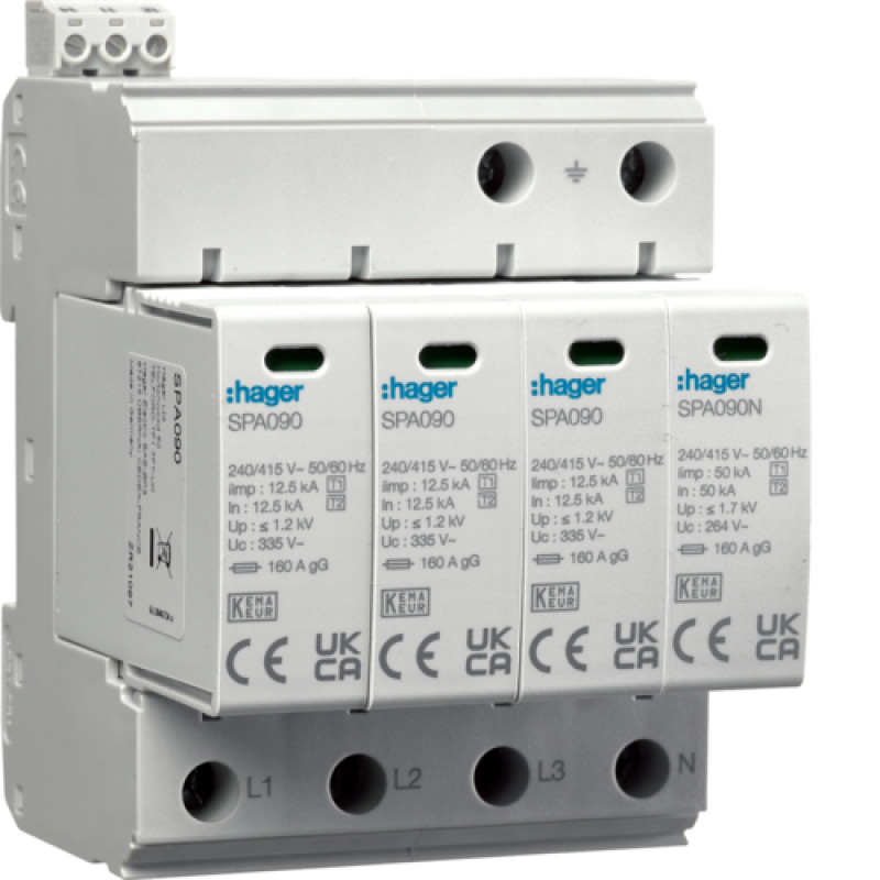 Розрядник (ПЗІП) T1+T2 4P 50kA 1,2kV TN-S TT +дод.контакт