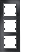 Рамка 3Х вертикальна, Lumina-Passion, чорне скло